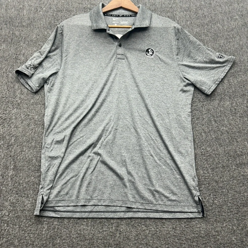 Florida State Seminoles Polo Shirt Mens Large Golf Nike Golf Dri Fit Gray